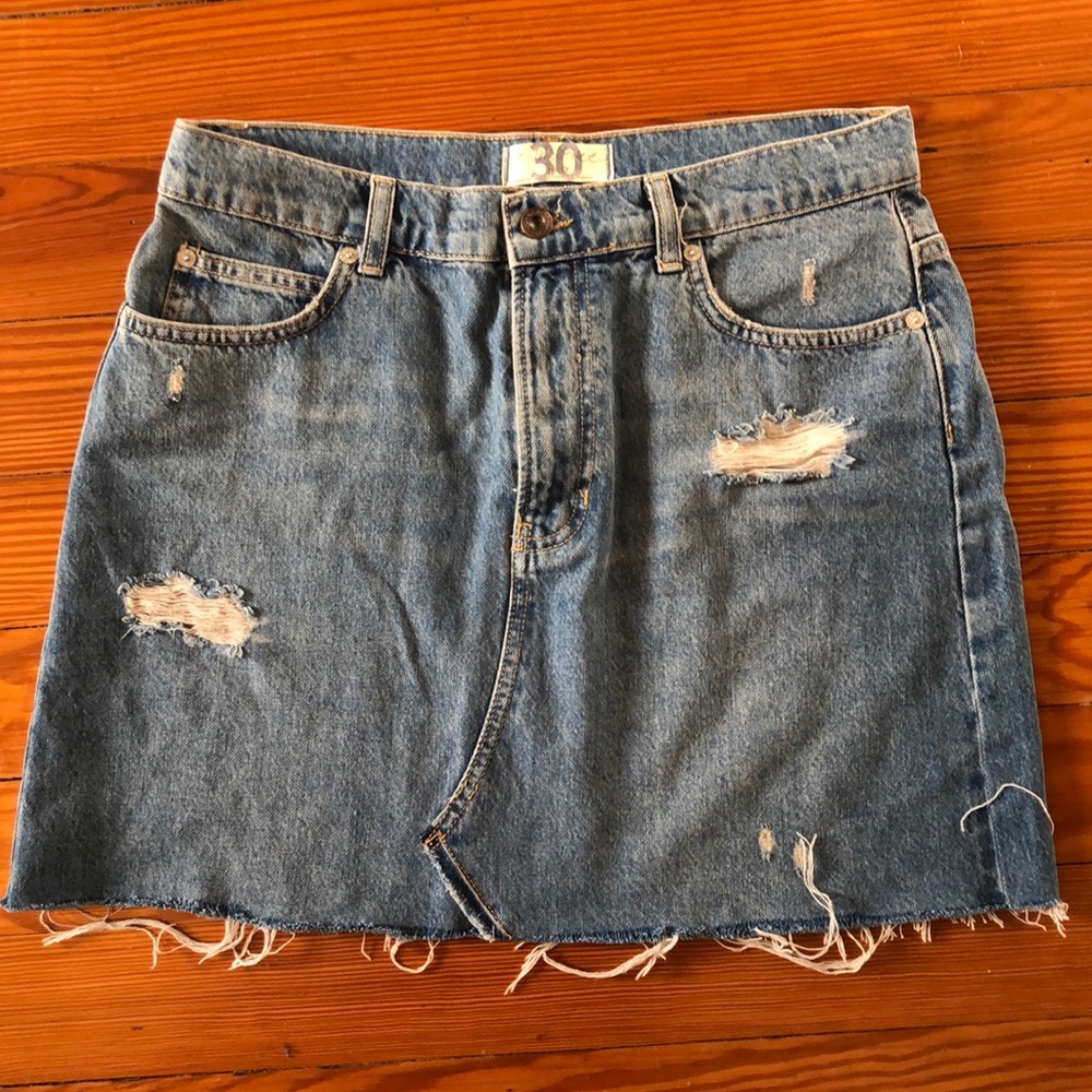 Free People Distressed Jean Skirt